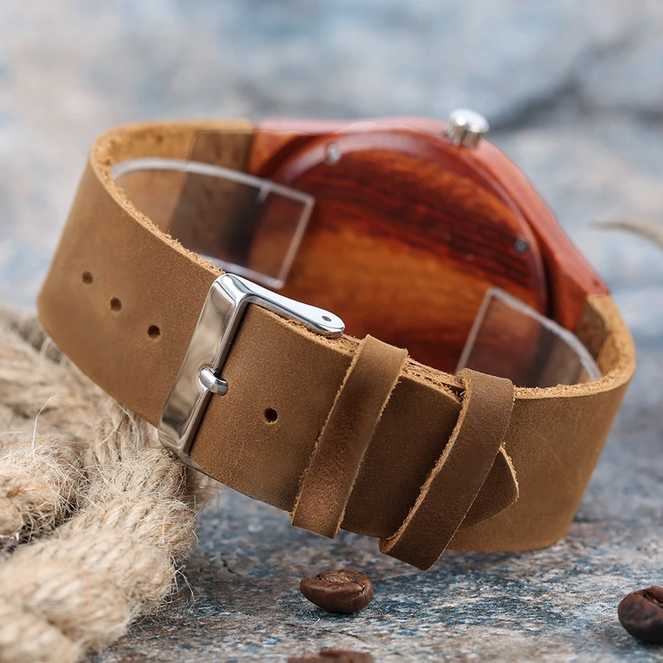 Nature Sandalwood Watches Creative Novel Bamboo Fashion Mens Women Sport Quartz Wrist Watch Analog Genuine Leather Band Strap 2018 (1)