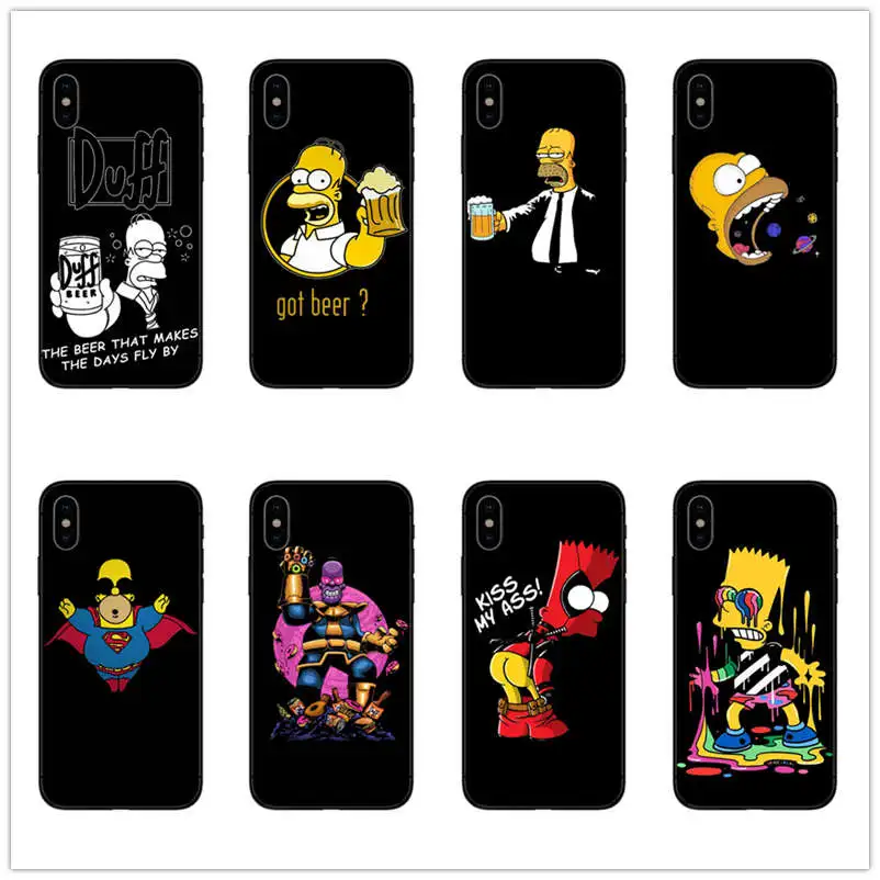 

Homer J. Simpson soft silicone black TPU case for iPhone 5 5s SE 6 6s 7 8 PLUS X XR XS MAX for iphone 5 6 7 8 X shells