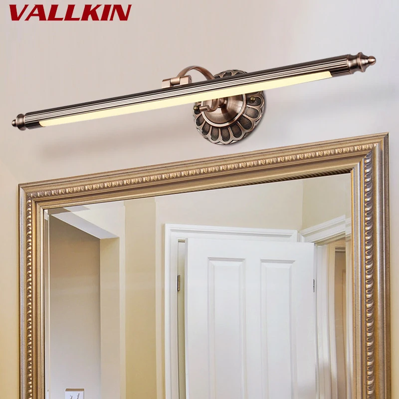 أوروبا النحاس LED الجبهة أضواء مرآة الحمام ماكياج جدار مصابيح LED الغرور المرحاض الحائط الشمعدانات تركيبة إضاءة