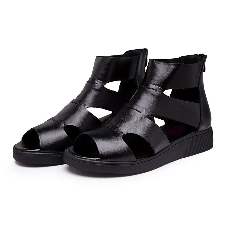 

Fashion 2017 Women Beach Sandals Genuine Leather Hollow Women Sandals Casual Ladies Flats Shoes dropshipping
