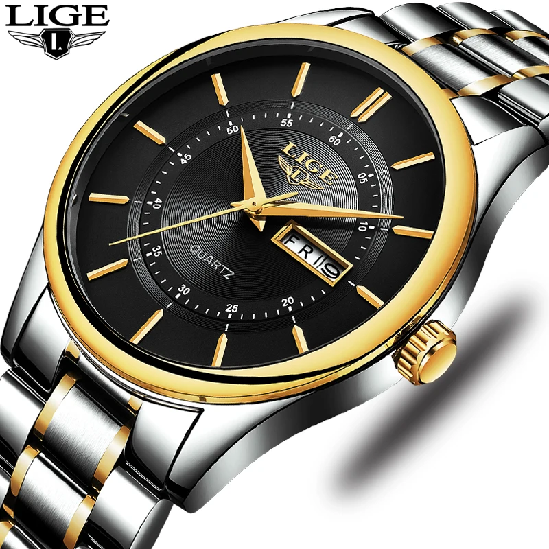 

LIGE New Top Luxury Brand Watches Men's Military Sports all-steel Quartz Watch Men Business Waterproof Clock Relogio masculino