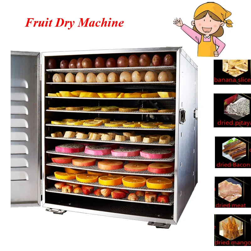 

10 Tray Dehydrators Stainless Steel Nuts Drying Machine Fruits and Vegetables Dehydration Drying Machine Pet Food Dryer