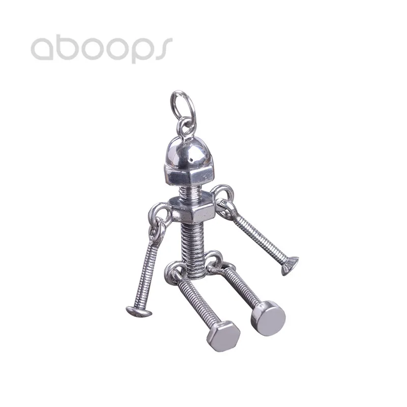 

Vintage Big 925 Sterling Silver Robot Pendant for Men Women Free Shipping
