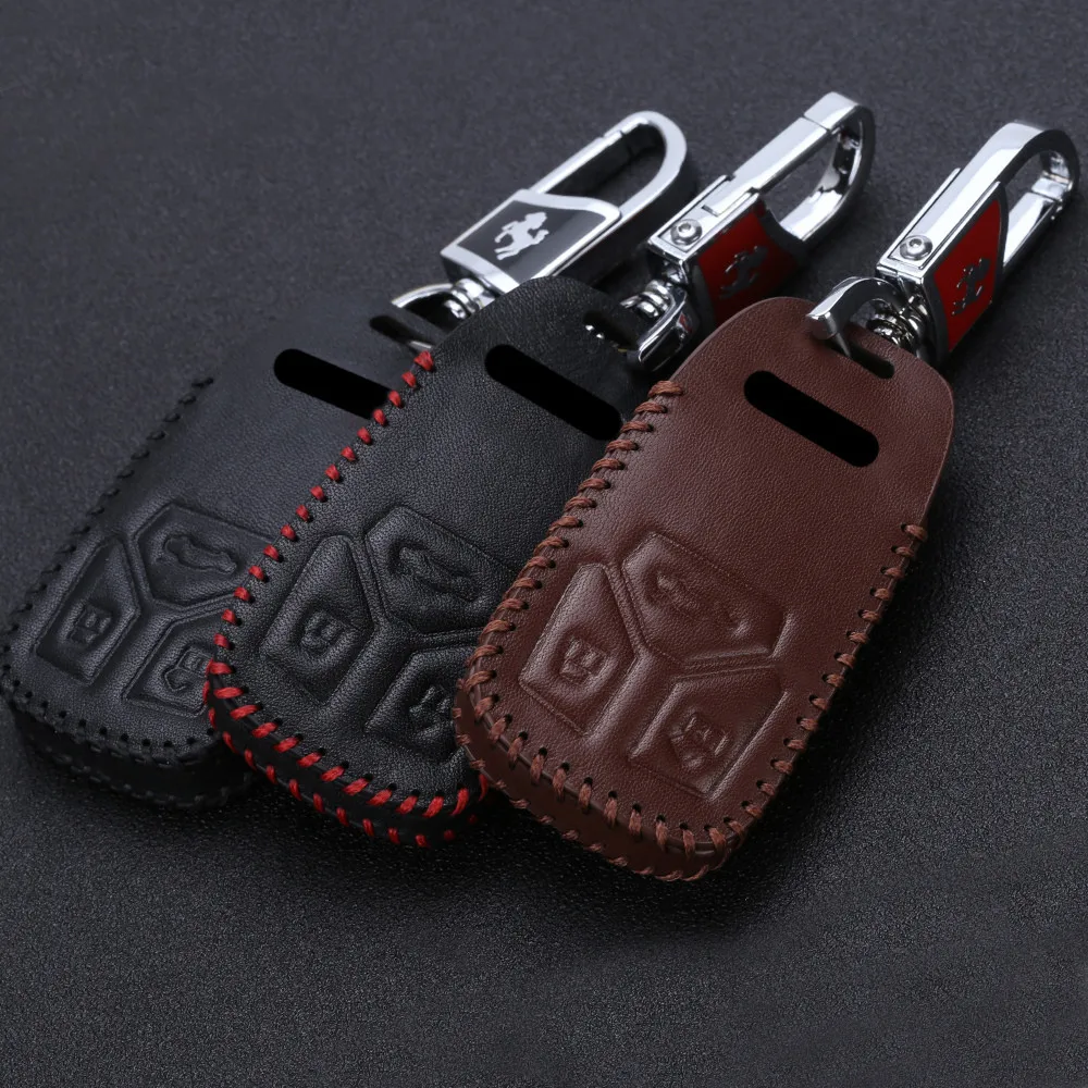

Car Key Case For Audi A4L A3 A4 A5 A6 A6L B9 Q5 Q7 TT TTS 8S 2016 2017 Key Fob Cover Genuine Leather Auto Key Bag Shell Keychain