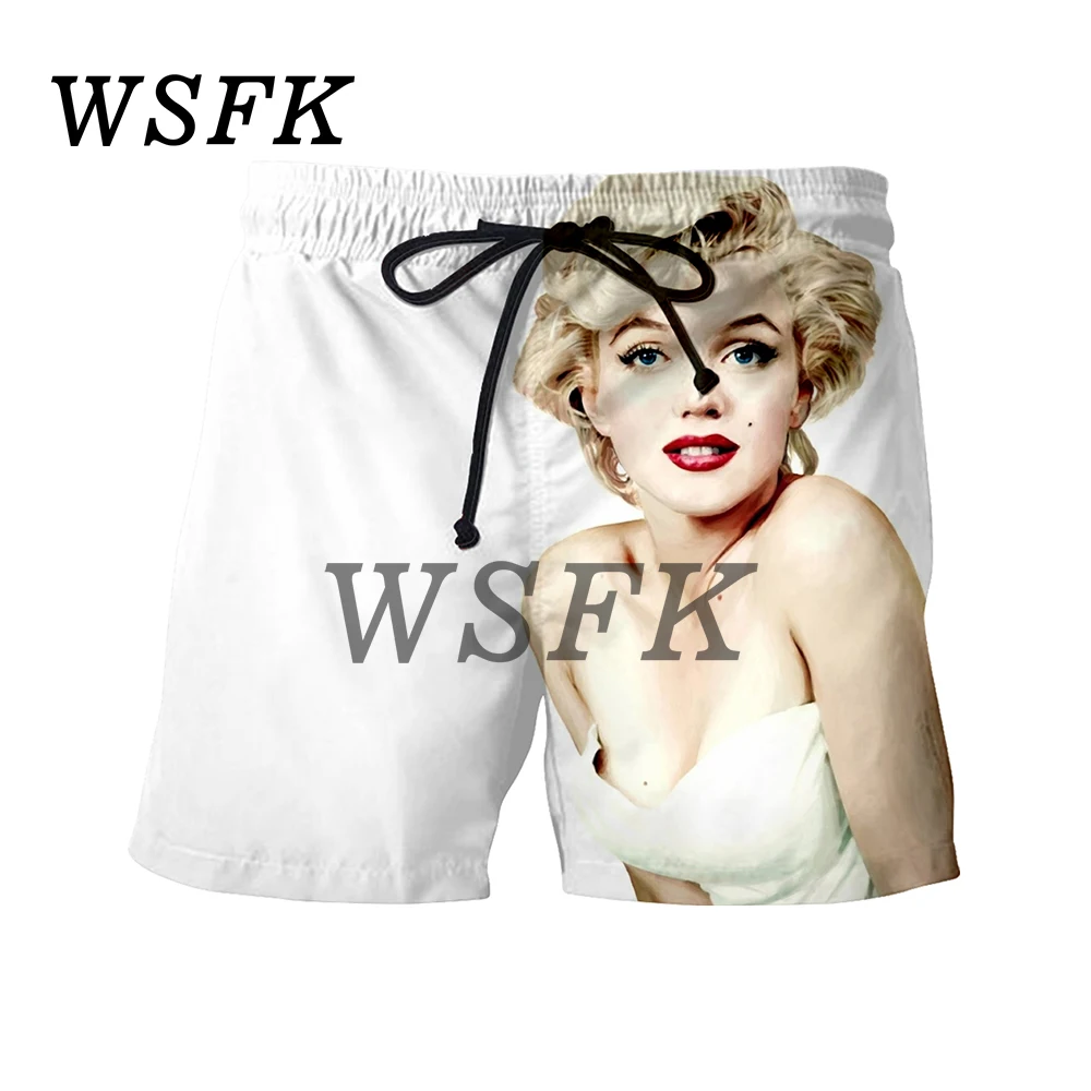 WSFK Casual 3D Print Marilyn Monroe Print Men's and Women's Shorts Hawaii Beach Casual Hip Hop Sports Shorts