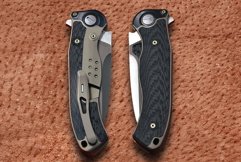 Складной нож VENOM BONE DOCTOR M390 Titanium + CF Flipper карманный кухонный для кемпинга охоты