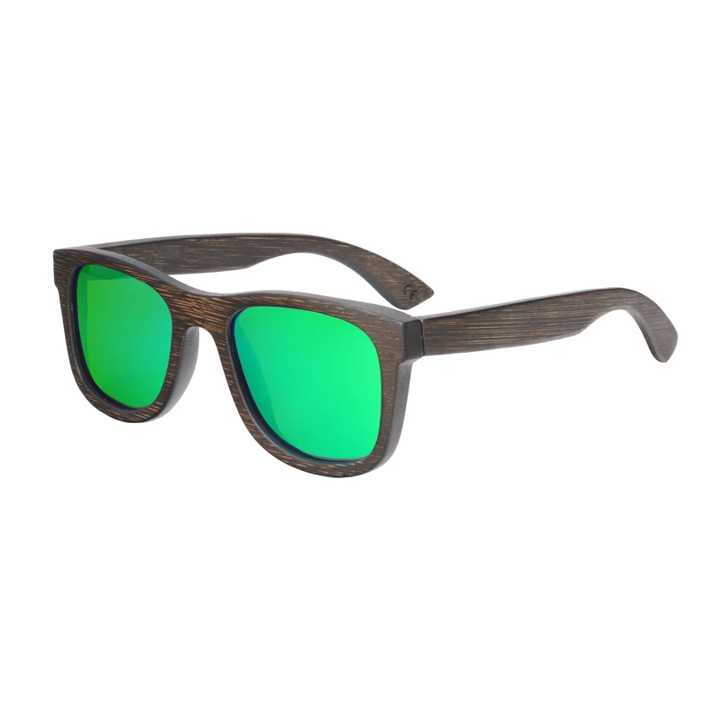 green lens BerWer женские Солнцезащитные очки женские Поляризованные Ретро Винтажные Солнцезащитные очки Мужские деревянные бамбуковые солнцезащитные очки брендовый дизайн, квадратные очки - Цвет линз: green lens