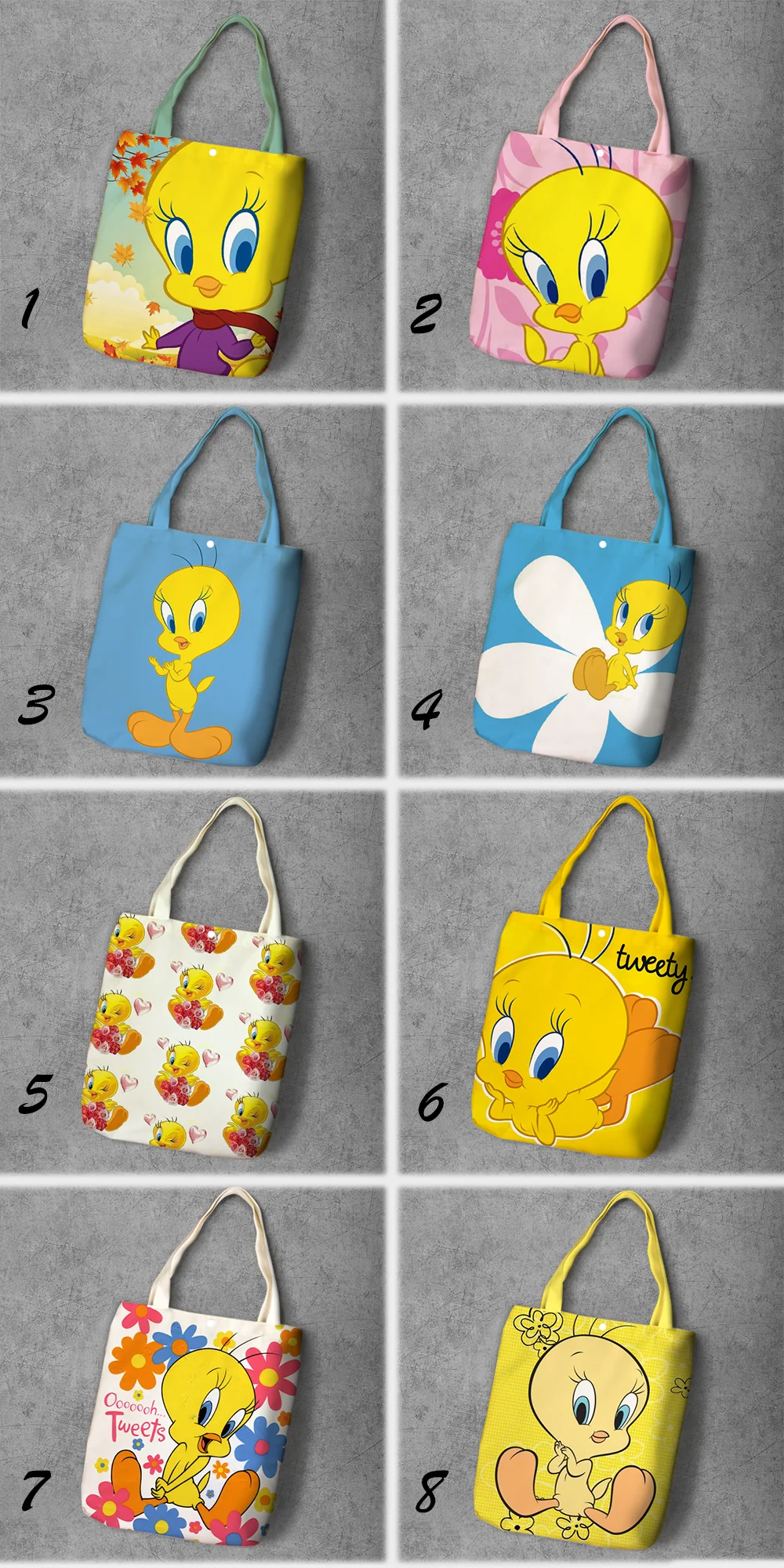

TweetyBird Cartoon Student Printed Canvas Recy Shopping Bag Large Capacity Customize Tote Fashion Ladies Casual Shoulder Bags