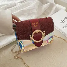 Квадратные роскошные новые женские сумки с блестками+ лазерной сумкой, сумки с надписями, сумки через плечо с цепочкой, модные женские сумки-мессенджеры