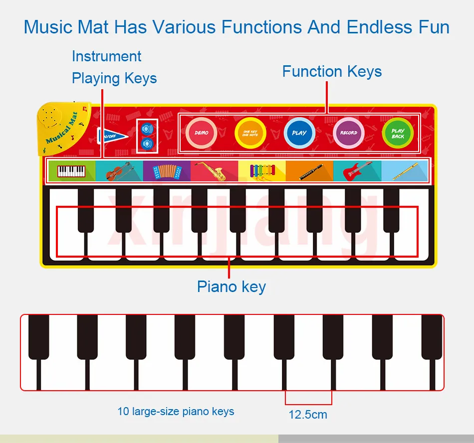 Esteira do Jogo do Bebê Combinações de Instrumento Brinquedos das Crianças das Crianças} Centímetros Música Multifuncional Piano Eletrônico 8 Musical Mat Educação 148x60 6 Instrumento musical de brinquedo