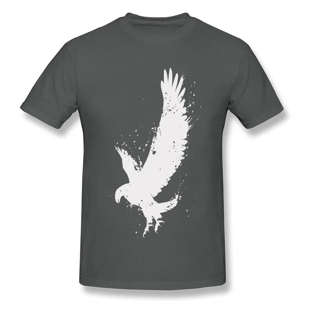 Print Normal Summer/Fall Cotton Fabric O-Neck Men Tees Birthday Tee-Shirt Classic Short Sleeve Tshirts Top Quality Eagle Brush Strokes Splatters On Dark carbon