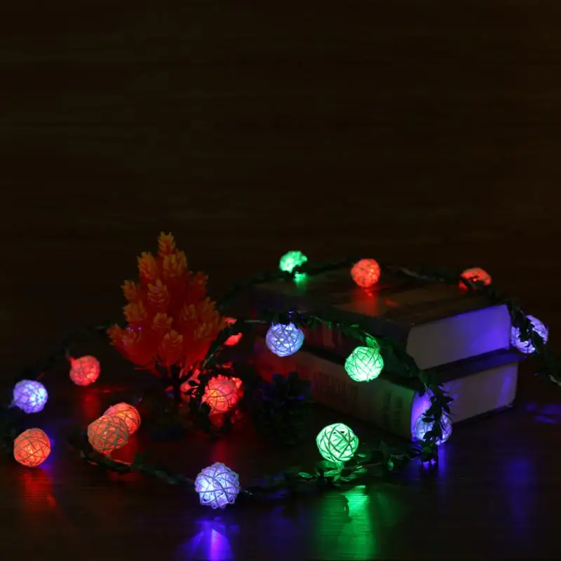 2* AA батарея питание 2 м ротанговый шар светодиодный navidad свет шнура теплый белый Сказочный свет Праздник Рождество люсис привело декоративная лампа
