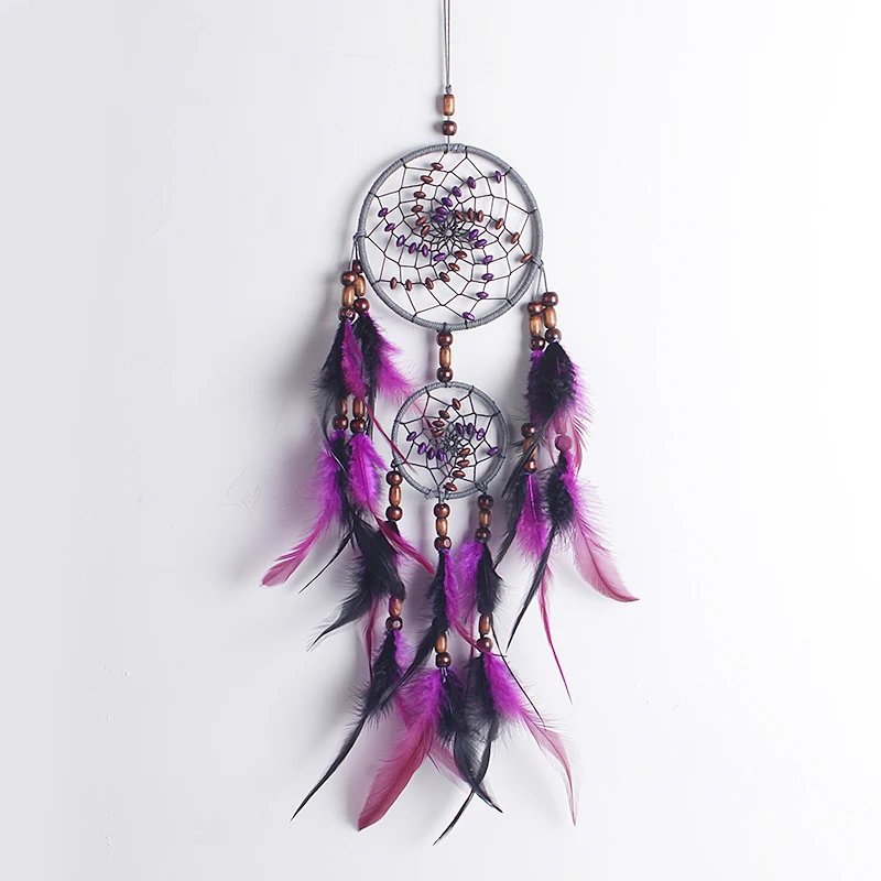 2 обруча Dreamcatchers бусины ручной работы 55 см в индийском стиле Ловец снов перья
