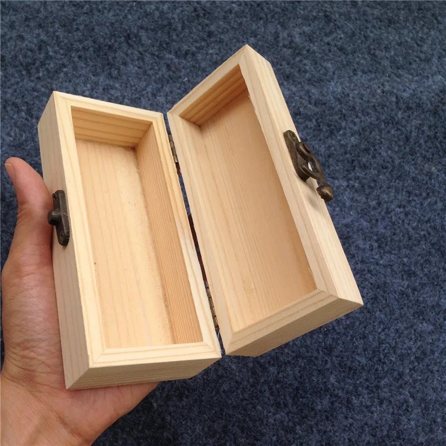 Деревянная маленькая деревянная коробка zakka Paulownia с крышкой и замком для хранения