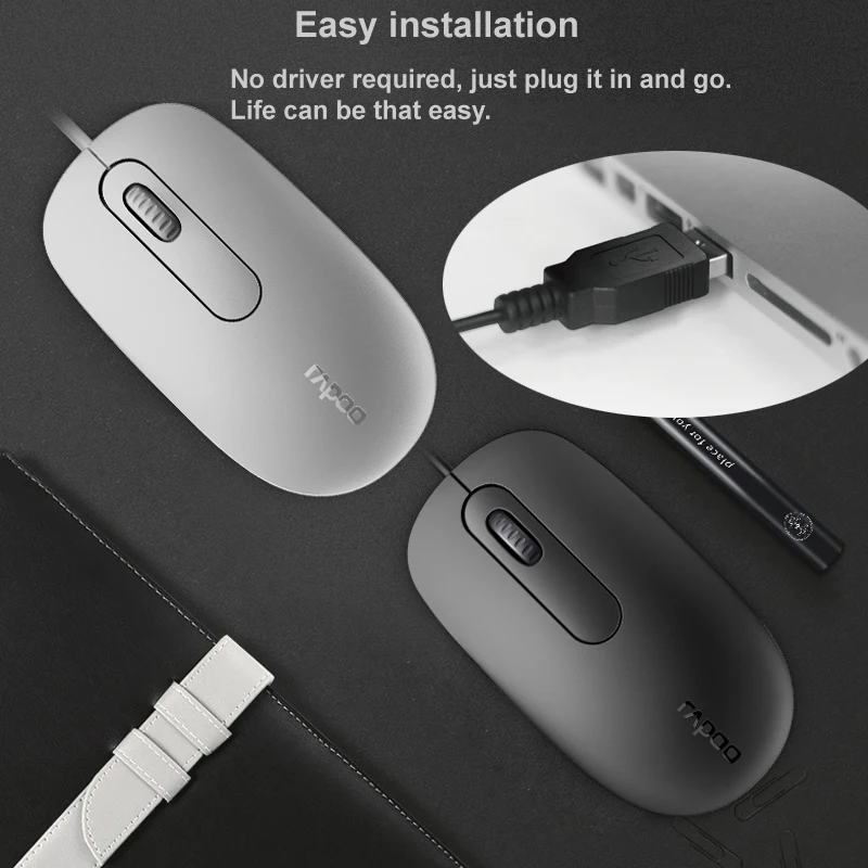 Rapoo N200 проводной Мышь 1600 Точек на дюйм Оптическая USB Gaming Мышь для Macbook ноутбук