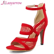 Lasyarrow/летние женские босоножки на высоком каблуке-шпильке; пикантная обувь с открытым носком и ремешком на лодыжке; свадебные женские туфли-гладиаторы на молнии сзади