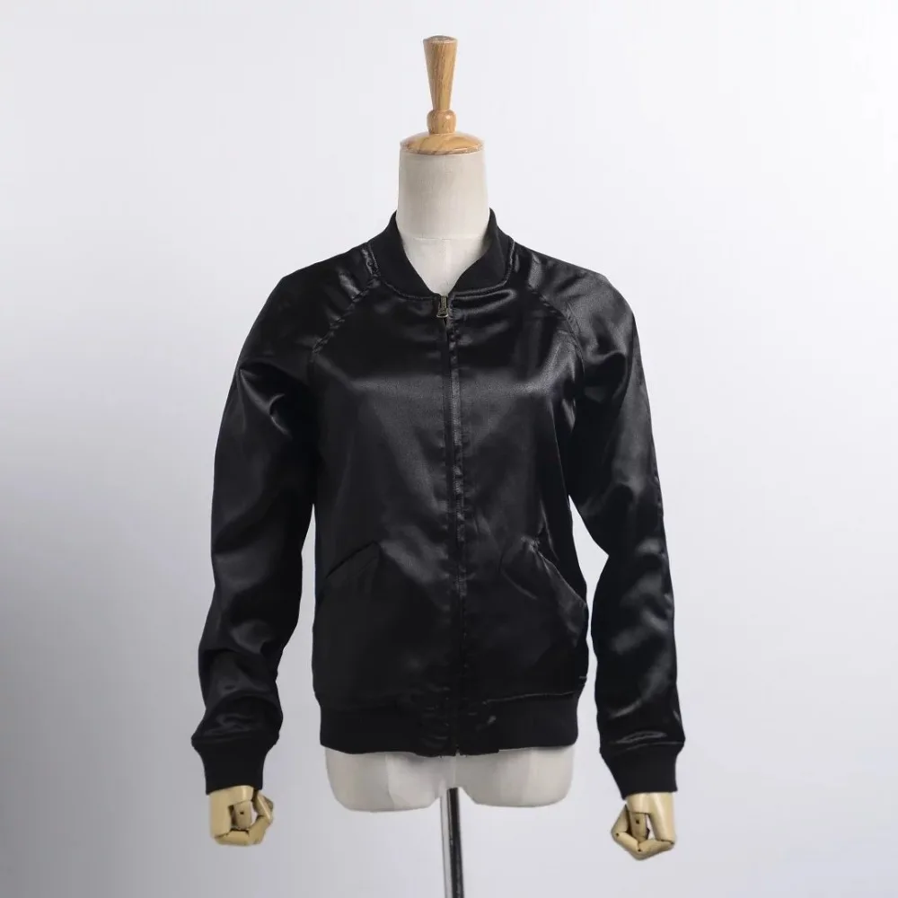 Женская сатиновая Двухсторонняя куртка FS0340|jacket coat|coat casualbomber jacket women |