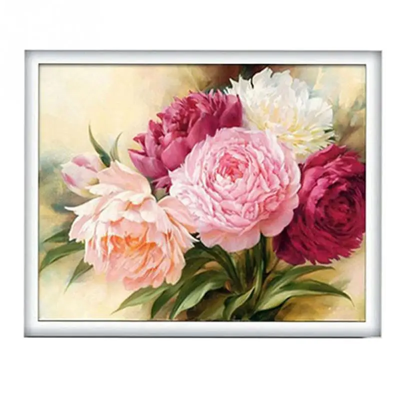 Diamonds Embroidery Handmade needlework Round Diamond Cross Stitch Kits Peony Flower Painting | Дом и сад