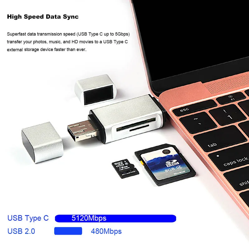 5 в 1 Многофункциональный Тип C usb C/USB/Micro USB TF/SD OTG USB 2.0 картридер для Samsung смартфонов MacBook em88