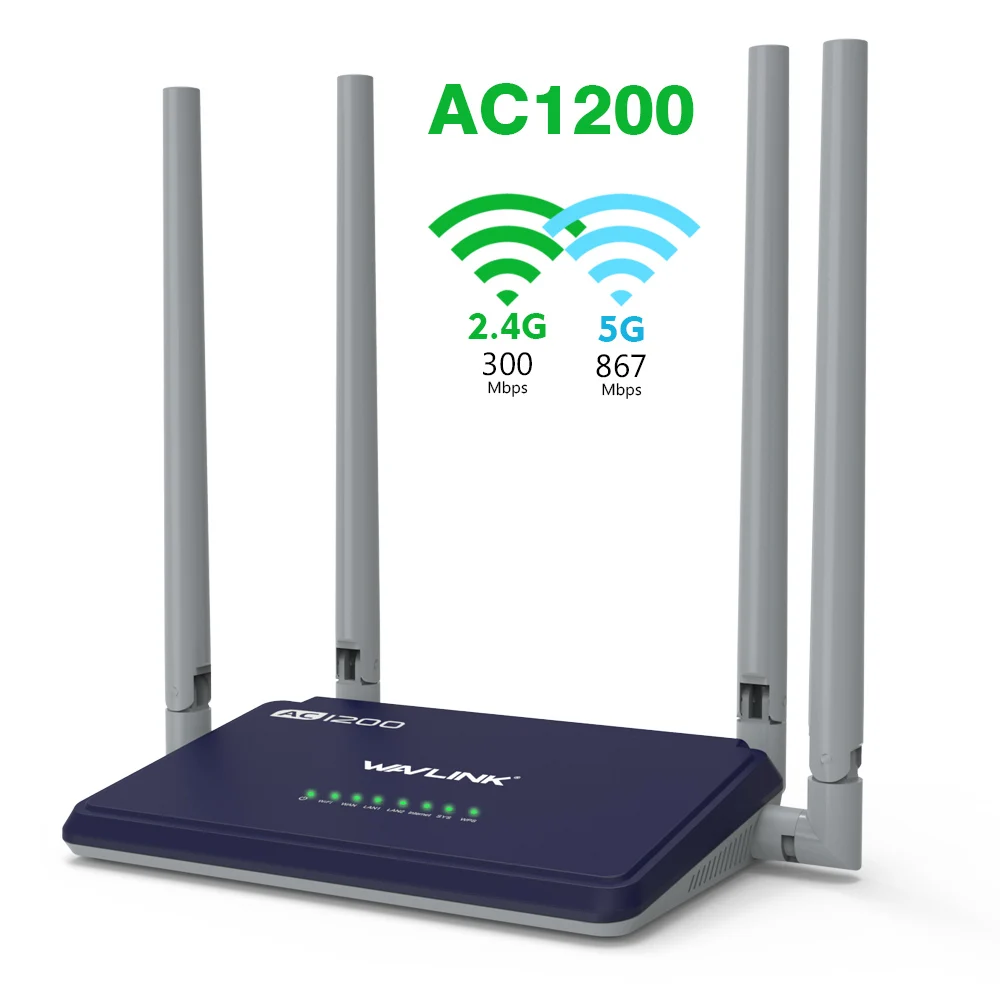 Wavlink AC1200 IEEE802.11ac Dual Band Smart Wireless WIFI Router 1200Mbs wifi APP Control External Antennas 4X5dbi 2.4G/5GHz WPS |
