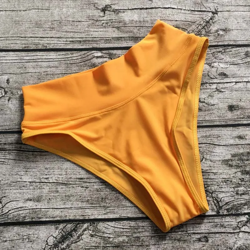 S-XL, высокая талия, женские бикини, шорты,, Elactic, женские плавки, 5 цветов, купальный костюм, пляжная одежда, стринги, шорты - Цвет: yellow