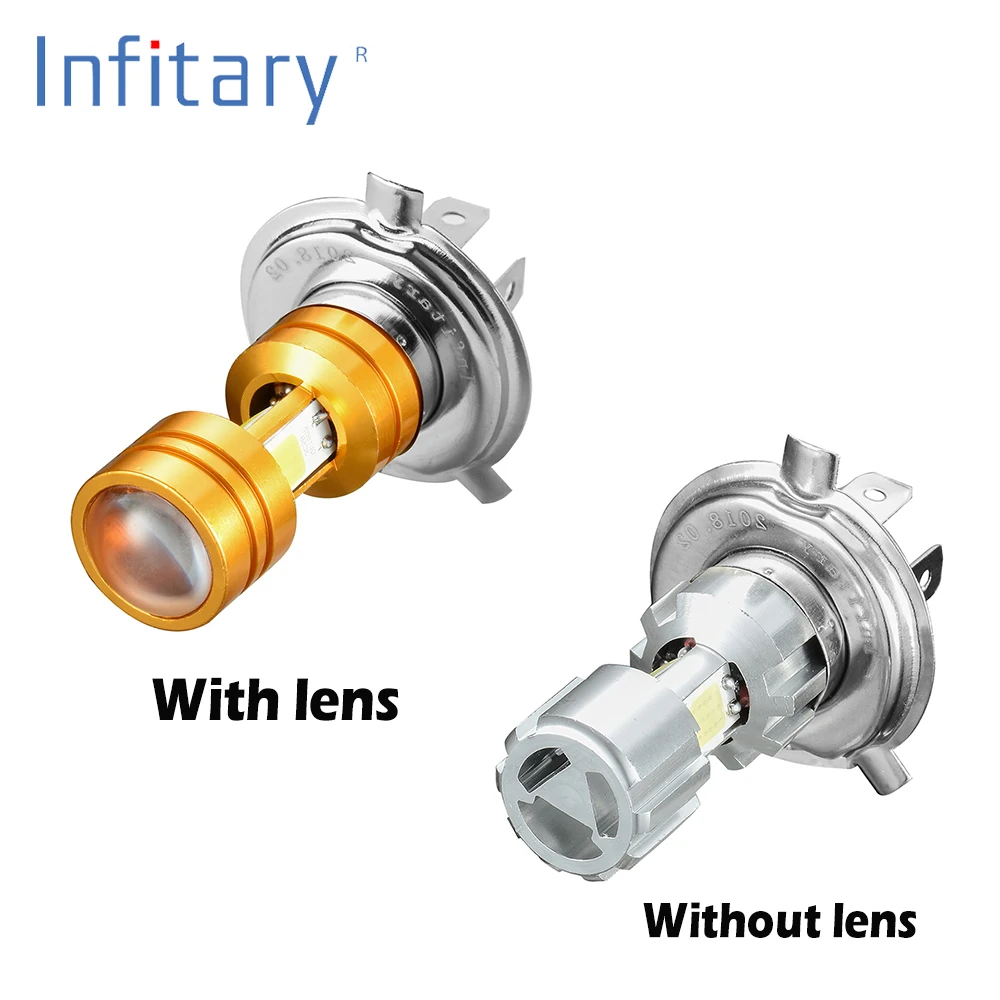 Infitary H4 COB светодиодный головной светильник для мотоцикла, светильник дальнего и ближнего света 3500lm, супер яркий белый Головной фонарь для мотоцикла, 1 шт