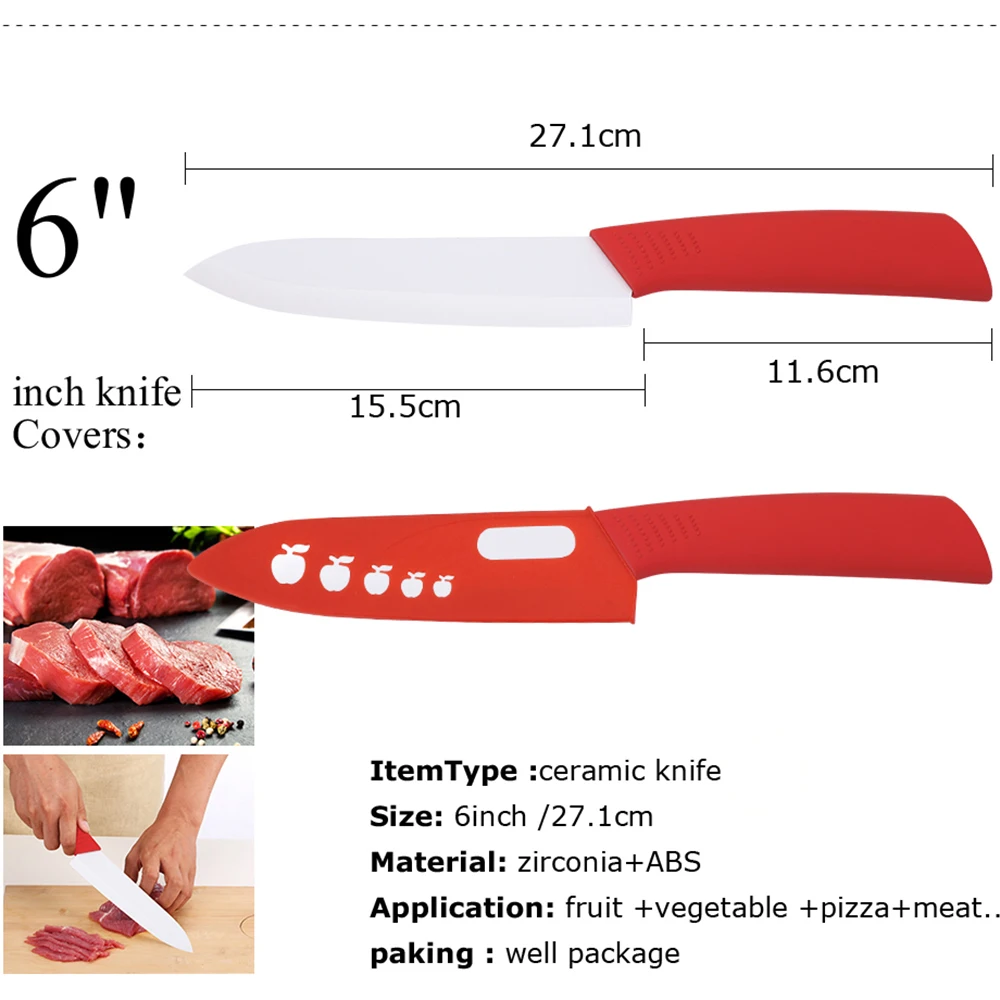 Кухонные ножи, набор кухонных керамических ножей 3, 4, 5, 6 дюймов, циркониевые белые лезвия для очистки овощей, фруктов, нож шеф-повара, кухонные инструменты