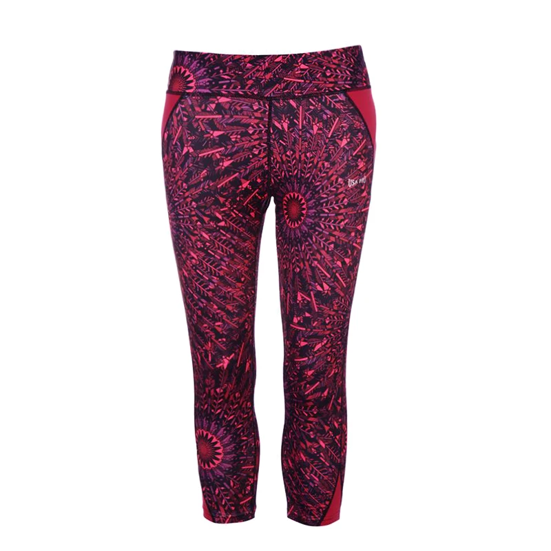 

U Women's Yoga Capris Mesh Spiral Cherokee Compression Tights Capri 3/4 Gym Running Skins Fitness Shorts Bottom