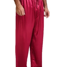 Мужские шелковые пижамы, пижамные штаны, штаны для отдыха, штаны для сна, размер S~ 4XL