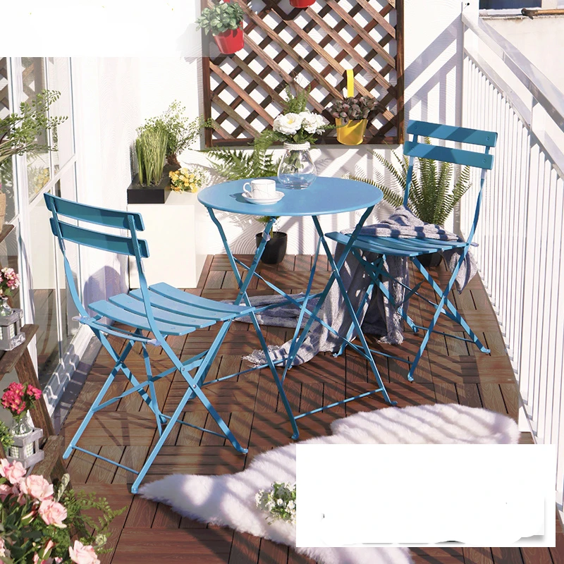 Balcony Table and Chair Sets Three Iron Table Furniture Folding Outdoor Tables and Chairs Coffee Shop Leisure Tables and Chairs