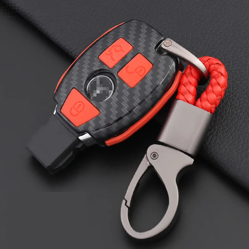 

Carbon fiber silicone Key Case Cover For Mercedes Benz A180 A200 A260 W203 W210 W211 AMG W204 C E S CLS CLK CLA SLK Classe