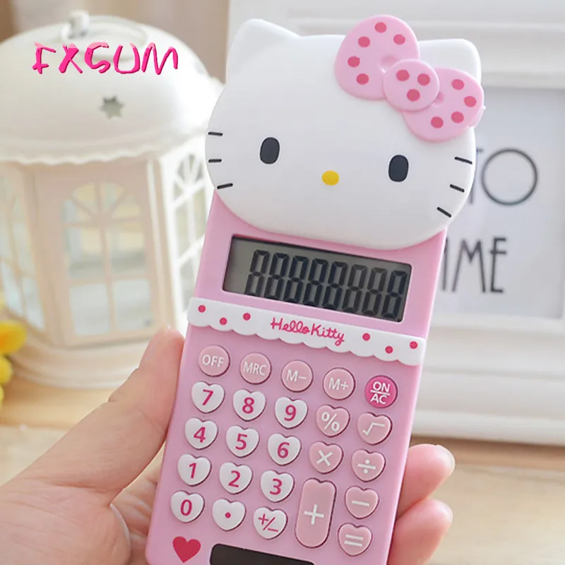 FXSUM New Cute Hello Kitty Basic Electronic Calculator Pink 8 Digitals