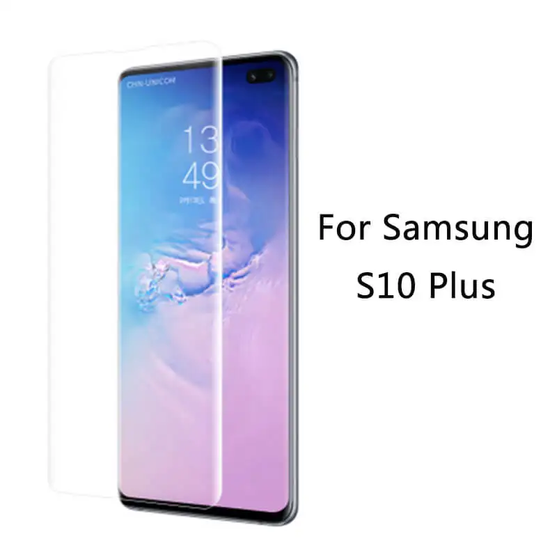 Для samsung Galaxy S10 S9 S8 Plus, Защитное стекло для экрана, ультрафиолет, полностью покрытое клеем, гелевое нано закаленное стекло для samsung S10 S10E - Цвет: For Samsung S10 Plus