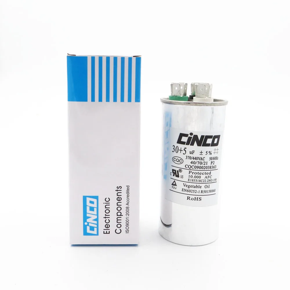 

30 uF + 5 uF 370/440VAC Run Capacitor Air Conditioner Compressor Motor Start CBB65 Aluminum Can P2 CBB65A-1 370 440 Volt