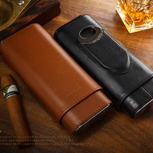 LUBINSKI дорожный портсигар чехол Lether дерево кедра с подкладкой кожаный хьюмидор с хорошим сигары резак