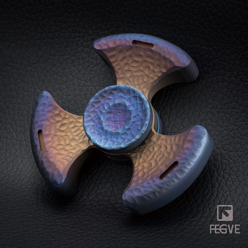 FEGVE Titanium Material Roasted blue Lightning pattern Stone pit Spinner Fidget Toys Hand Spinner Metal Fidget Spinner Toys FG41