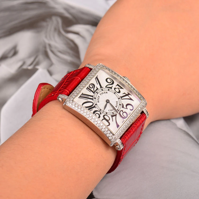 2017 New Design Reef Tiger Square Watches Women's Quartz Diamond Arabic Numeral Watch reloj mujer waterproof relogio feminino