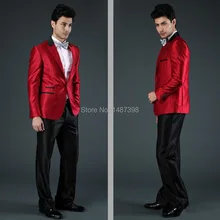 Модные Для мужчин Костюмы Лидер продаж Новое свадебное платье Мужской костюм свадебные Red One кнопка 2 предмета пальто+ Штаны, 1 шт
