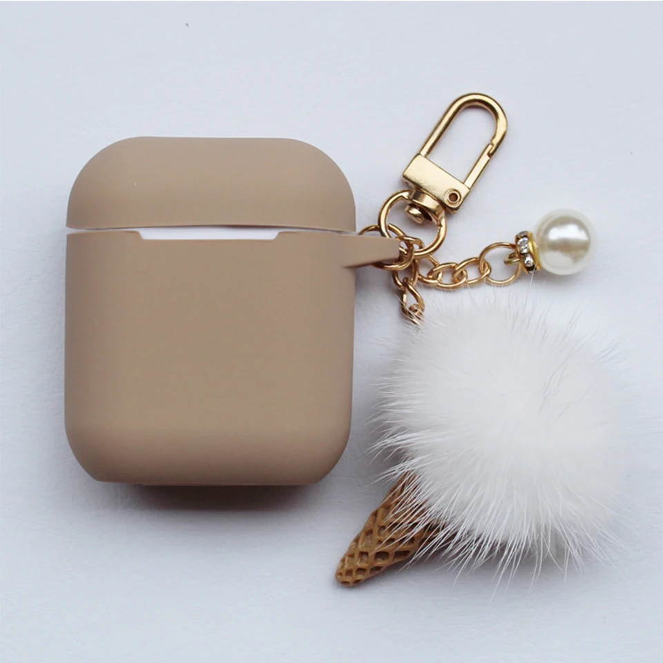 New Cute Ice Cream Silicone Case for Apple Airpods Accessories Bluetooth Earphone Case Headphone Box Decoration Cover Key Ring