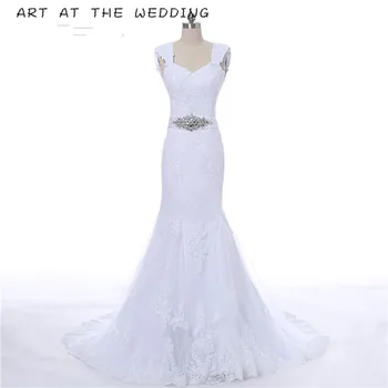 

Mermaide Wedding Dress 2019 New Fashion Appliques Beaded Sashes Court Train Bride Dress Lace Wedding Dress Shoulders Elegant