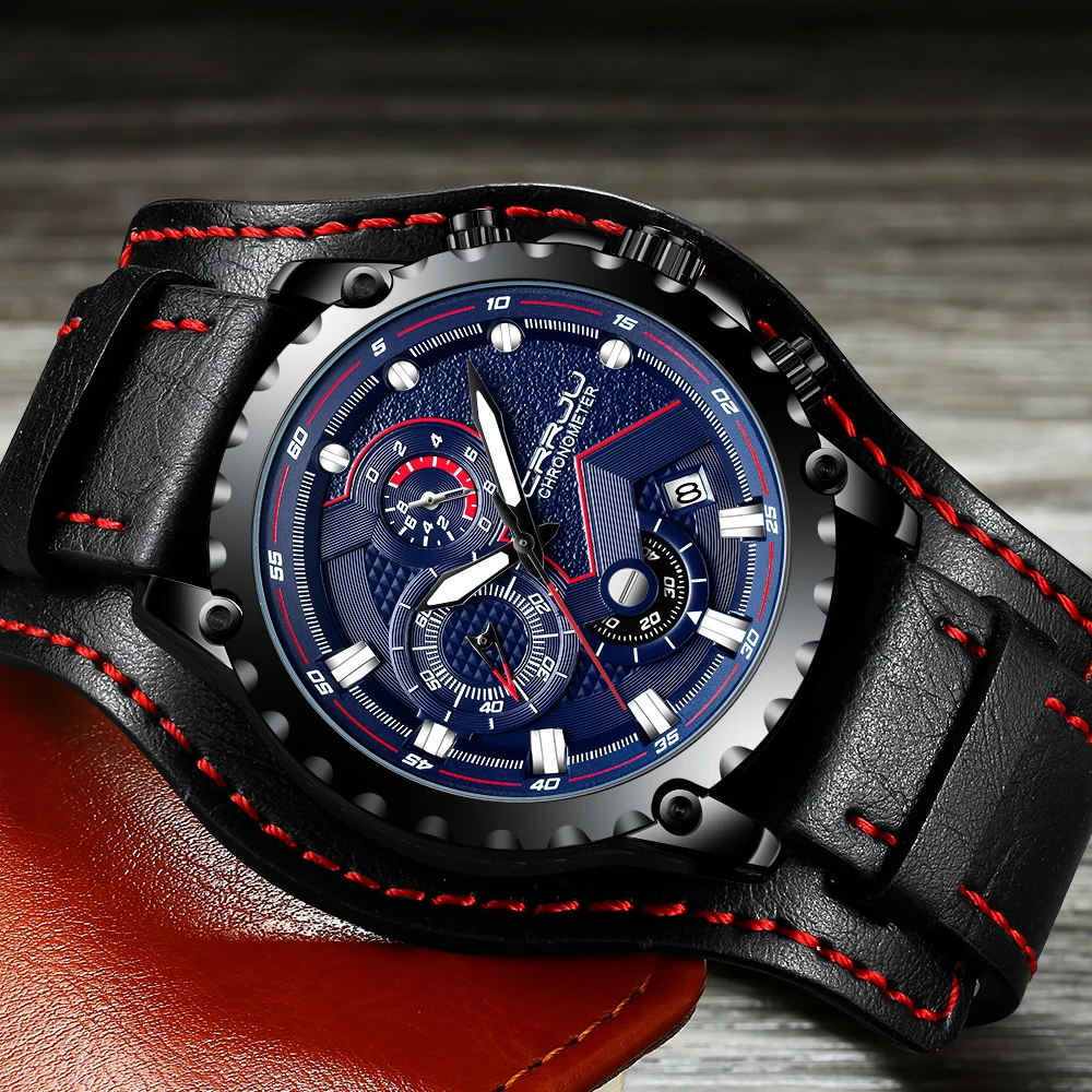 Relogio Masculino CRRJU Sports Chronograph Watches Mens Military