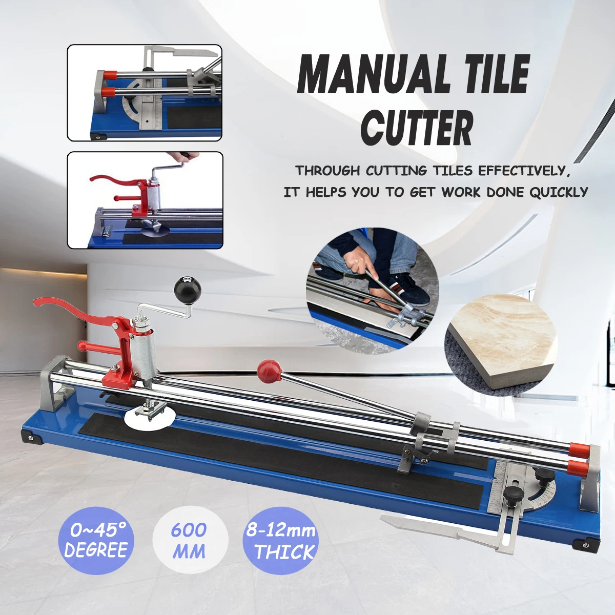

Doersupp 600mm Heavy Duty Ceramic Floor Wall Tile Hand Cutter Cutting Shaper Machine Tool Portable Cutting Machine