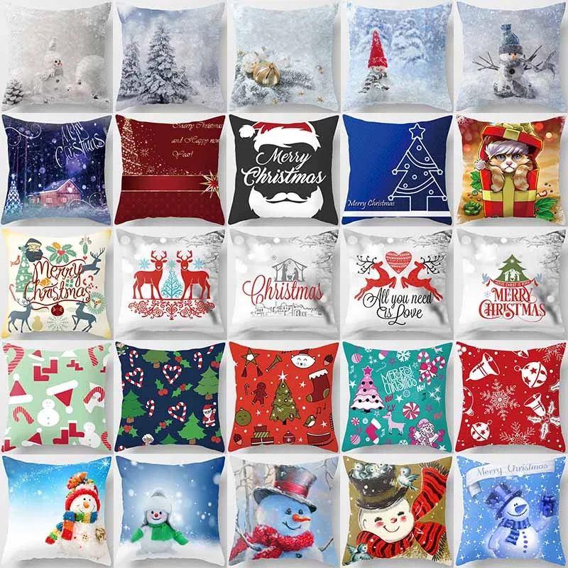 

Creative design merry Christmas beautiful picture anime cartoon pattern men women square pillow case snow pattern case