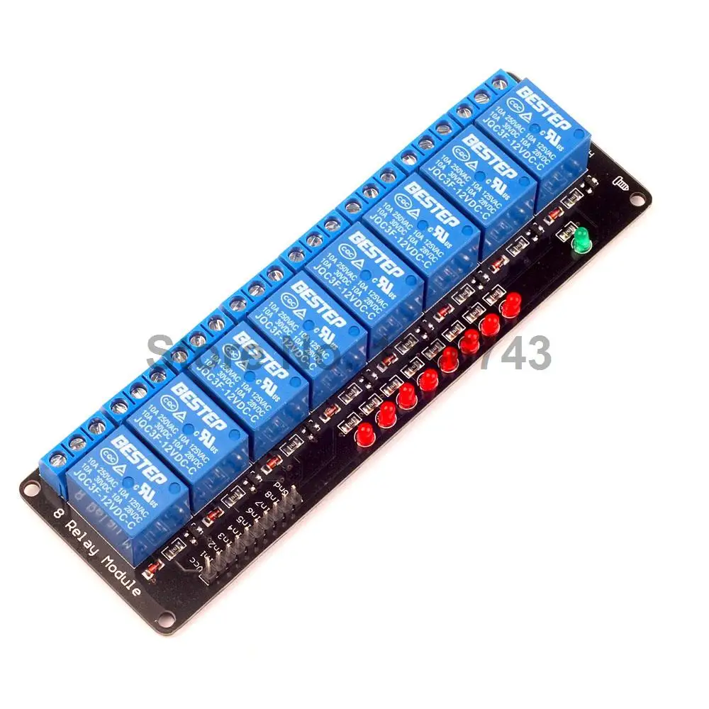 1PCS Black 8 Channel Relay Module 12V Lamp For Arduino ARM PIC AVR DSP