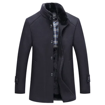 

Plus Size Men'S Coat Fur Mandarin Collar Long Sleeve Winter Coat Men Autumn Overcoat Men Casual Long Jacket Abrigo Hombre 4xl