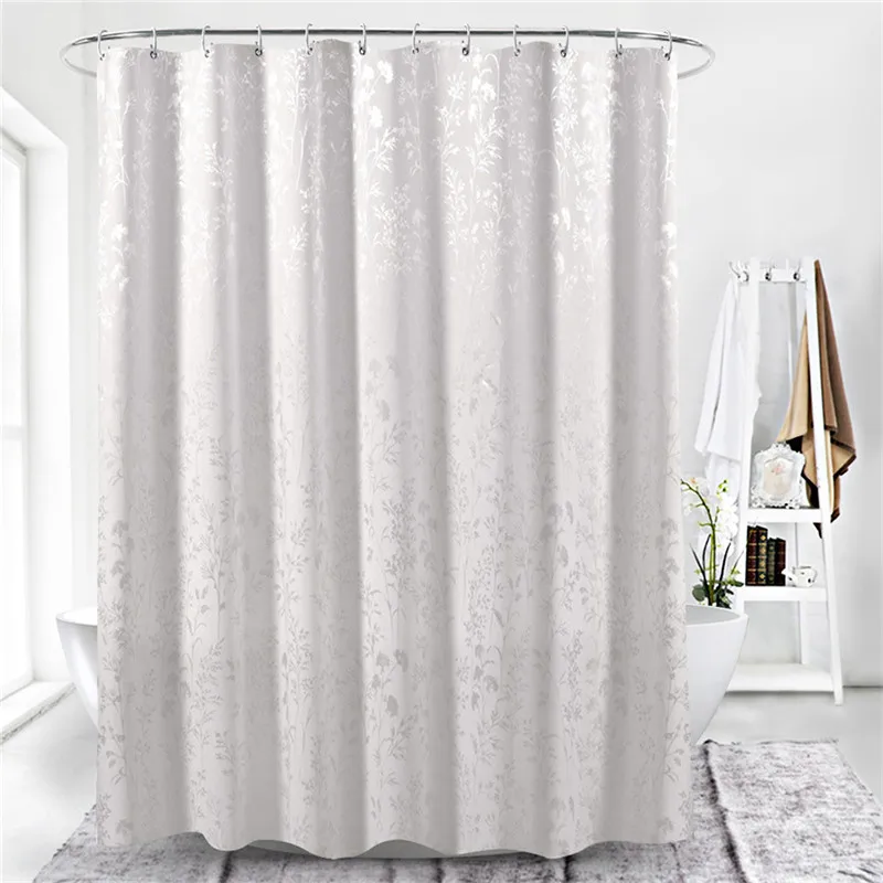 

180*180cm Polyester In White Leaf Print Curtain Bathroom Bath Curtains Easy Clean Shower Curtain Polyester Water Proof