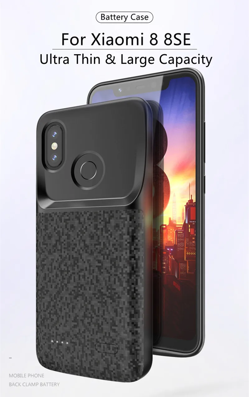 

2019 Battery Charger Case For Xiaomi Mi 8 SE lite External Charger Cover Backup Power Bank Pack Charging Case Coque