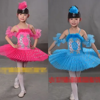 

Kids Girls White Swan Lake Pancake Classical Professional Ballet Tutu Dancewear Girls Dance Costume Performance Ballet Dress