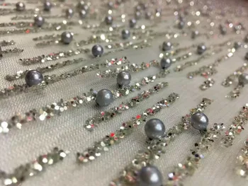 

Hot selling glued glitter sequins lace fabric Jolin-92628 African French net tulle Lace Fabric for party