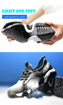 

2019 men's steel work safety shoes lightweight breathable reflective casual hiking shoes to prevent perforated protective boots